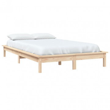 Cadru de pat, 140x200 cm, lemn masiv de pin - Img 3