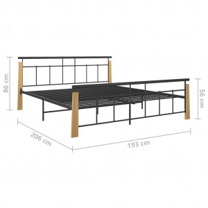 Cadru de pat, 180x200 cm, metal și lemn masiv stejar - Img 6