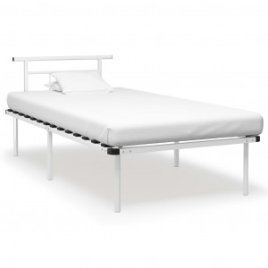 Cadru de pat, alb, 100 x 200 cm, metal - Img 1