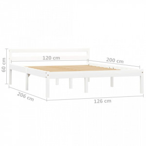 Cadru de pat, alb, 120 x 200 cm, lemn masiv de pin - Img 6