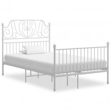 Cadru de pat, alb, 120x200 cm, metal - Img 1
