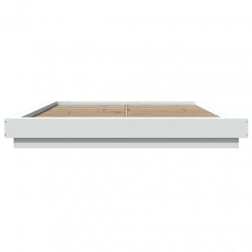 Cadru de pat, alb, 150x200 cm, lemn prelucrat - Img 4