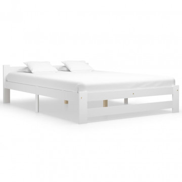 Cadru de pat, alb, 160 x 200 cm, lemn masiv de pin - Img 1