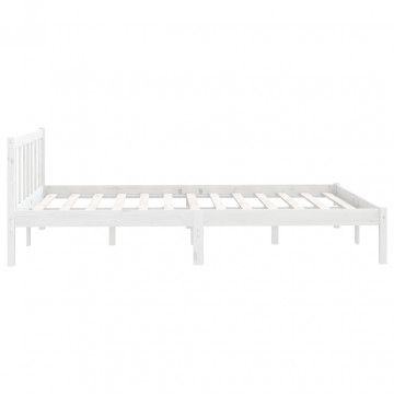 Cadru de pat, alb, 160x200 cm, lemn masiv de pin - Img 8