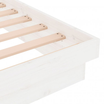 Cadru de pat, alb, 160x200 cm, lemn masiv - Img 7