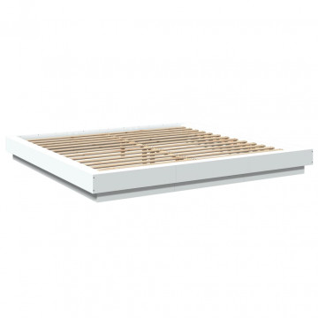 Cadru de pat alb 180x200 cm din lemn prelucrat - Img 2