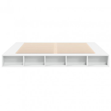 Cadru de pat alb 180x200 cm din lemn prelucrat - Img 4