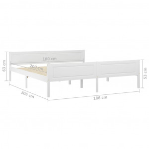 Cadru de pat, alb, 180x200 cm, lemn masiv de pin - Img 5