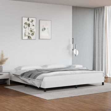 Cadru de pat, alb, 200x200 cm, piele ecologică - Img 1