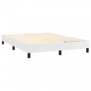 Cadru de pat box spring, alb, 140x190 cm, piele ecologică - Img 4