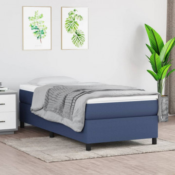 Cadru de pat box spring, albastru, 90x200 cm, textil - Img 1