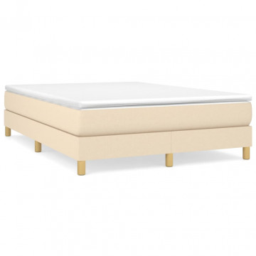 Cadru de pat box spring, crem, 140x200 cm, textil - Img 2