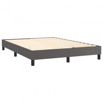 Cadru de pat box spring, gri, 140x200 cm, piele ecologică - Img 4