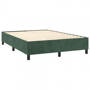 Cadru de pat box spring, verde închis, 140x190 cm, catifea - Img 4