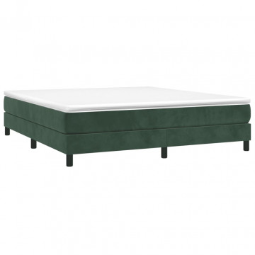 Cadru de pat box spring, verde închis, 180x200 cm, catifea - Img 3