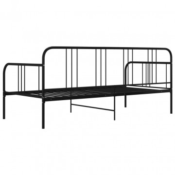 Cadru de pat canapea, negru, 90 x 200 cm, metal - Img 5