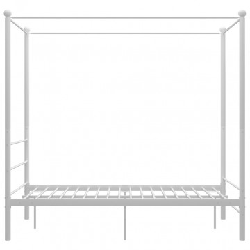Cadru de pat cu baldachin, alb, 140x200 cm, metal - Img 3
