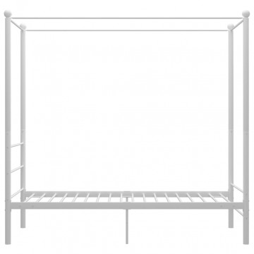 Cadru de pat cu baldachin, alb, 90x200 cm, metal - Img 3