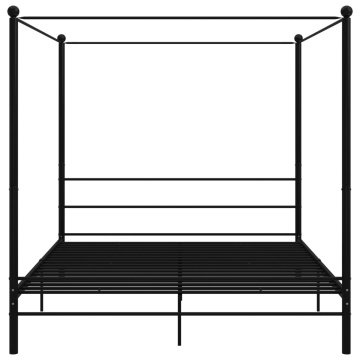 Cadru de pat cu baldachin, negru, 180x200 cm, metal - Img 4