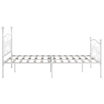 Cadru de pat cu bază din șipci, alb, 180 x 200 cm, metal - Img 4