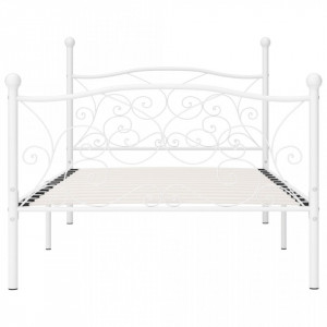 Cadru de pat cu bază din șipci, alb, 90 x 200 cm, metal - Img 3