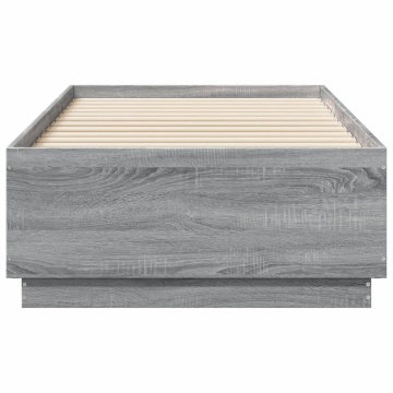 Cadru de pat cu LED gri sonoma 75x190 cm lemn prelucrat - Img 5