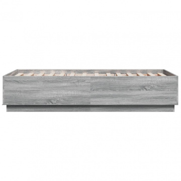 Cadru de pat cu LED, gri sonoma, 90x190 cm, lemn prelucrat - Img 6