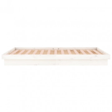 Cadru de pat cu LED mic dublu 4FT, alb, 120x190 cm, lemn masiv - Img 7