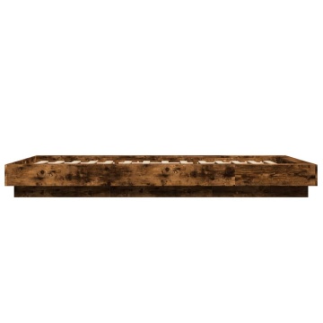 Cadru de pat cu LED, stejar fumuriu, 90x190 cm, lemn prelucrat - Img 5