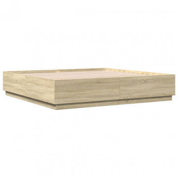 Cadru de pat cu LED stejar sonoma 180x200 cm lemn prelucrat - Img 7