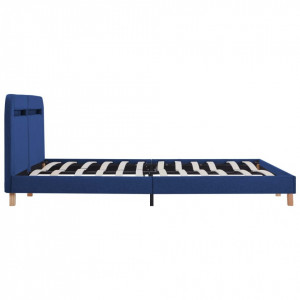 Cadru de pat cu LED-uri, albastru, 160x200 cm, material textil - Img 5