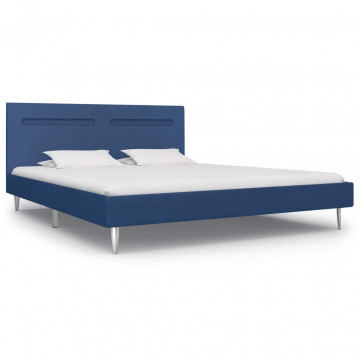 Cadru de pat cu LED-uri, albastru, 180x200 cm, material textil - Img 7