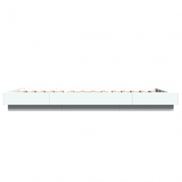 Cadru de pat cu lumini LED, alb, 100x200 cm, lemn prelucrat - Img 5
