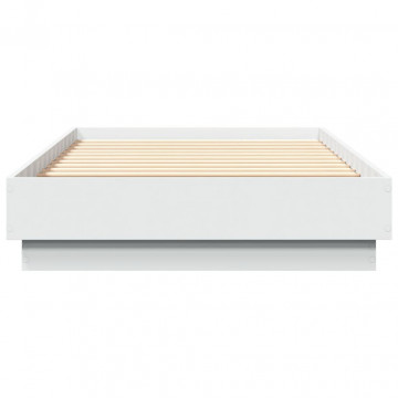 Cadru de pat cu lumini LED, alb, 75x190 cm - Img 5