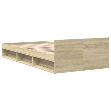 Cadru de pat cu sertar stejar sonoma 75x190 cm lemn prelucrat - Img 5