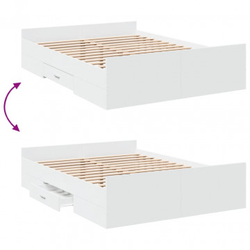 Cadru de pat cu sertare, alb, 120x190 cm, lemn prelucrat - Img 6