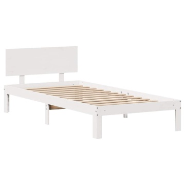 Cadru de pat cu sertare, alb, 90x200 cm lemn masiv pin - Img 6