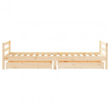 Cadru de pat cu sertare de copii, 90x200 cm, lemn masiv pin - Img 5