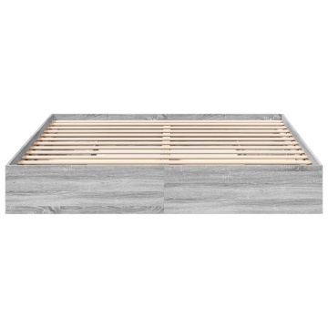 Cadru de pat cu sertare gri sonoma 180x200 cm lemn prelucrat - Img 4