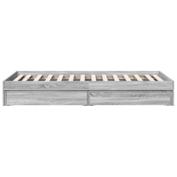 Cadru de pat cu sertare gri sonoma 90x190 cm lemn prelucrat - Img 8