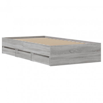 Cadru de pat cu sertare gri sonoma 90x200 cm lemn prelucrat - Img 7