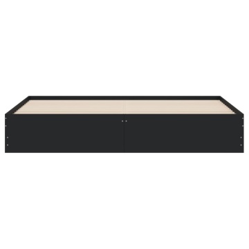 Cadru de pat cu sertare negru 200x200 cm lemn prelucrat - Img 5