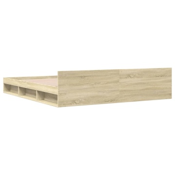 Cadru de pat cu sertare stejar sonoma 200x200 cm lemn prelucrat - Img 4