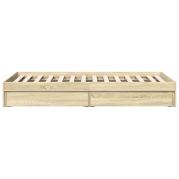 Cadru de pat cu sertare stejar sonoma 90x190 cm lemn prelucrat - Img 8