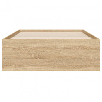 Cadru de pat cu sertare stejar sonoma 90x200 cm lemn prelucrat - Img 5
