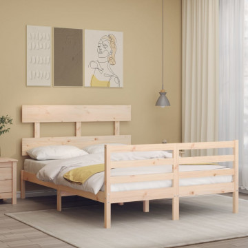 Cadru de pat cu tăblie, 120x200 cm, lemn masiv - Img 1