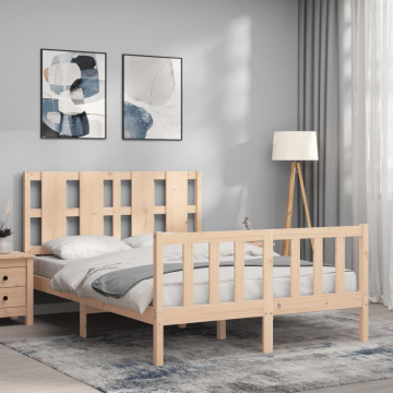 Cadru de pat cu tăblie, 140x190 cm, lemn masiv - Img 3