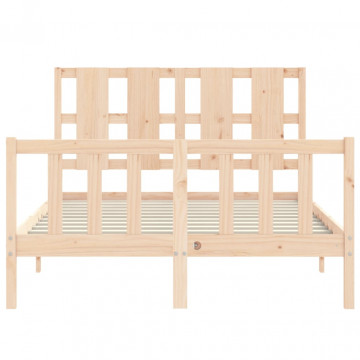 Cadru de pat cu tăblie, 140x190 cm, lemn masiv - Img 5