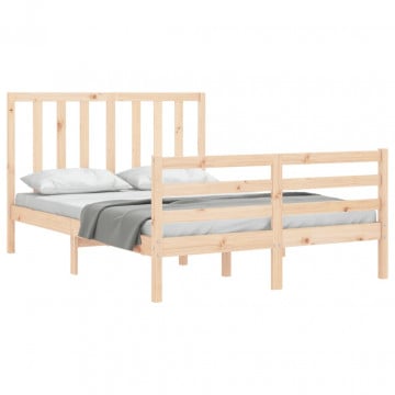 Cadru de pat cu tăblie 4FT, dublu mic, lemn masiv - Img 4