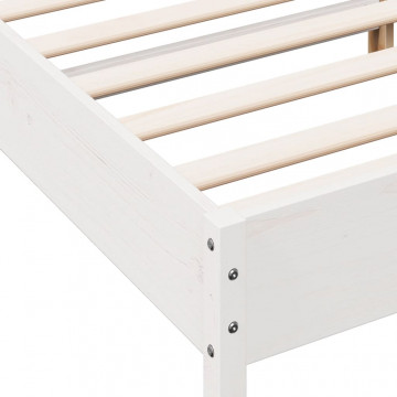 Cadru de pat cu tăblie, alb, 150x200 cm lemn masiv pin - Img 6